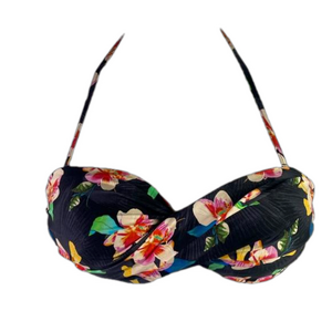 Bananamoon Black Floral Twist Bikini Bandeau Size 44 Large NWOT SKU0883